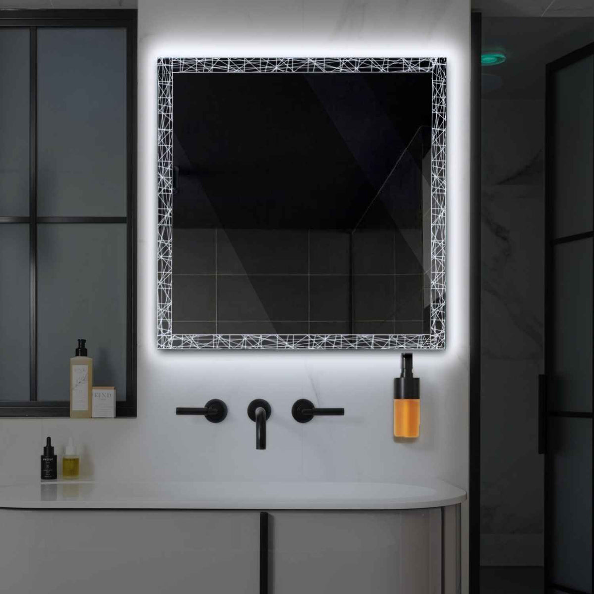LED Spiegel Vierkant | Zonder Touchknoppen | Koud wit licht - Reyze Serie Simetria Model 1
