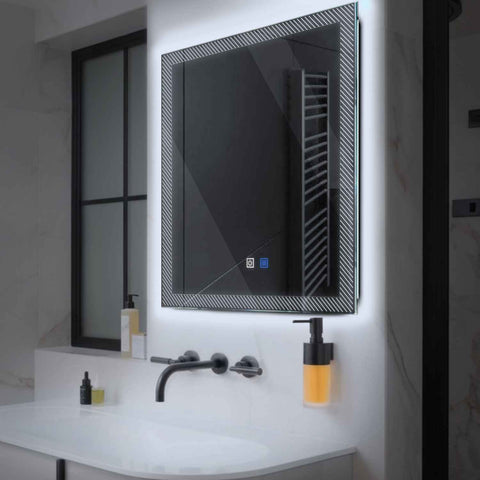 LED Spiegel Vierkant | met Touch-Knoppen | en Anti-Condens Functie | Koud wit licht - Reyze Serie Simetria Model 7