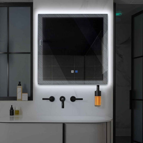 LED Spiegel Vierkant | met Touch-Knoppen | en Anti-Condens Functie | Koud wit licht - Reyze Serie Simetria Model 7