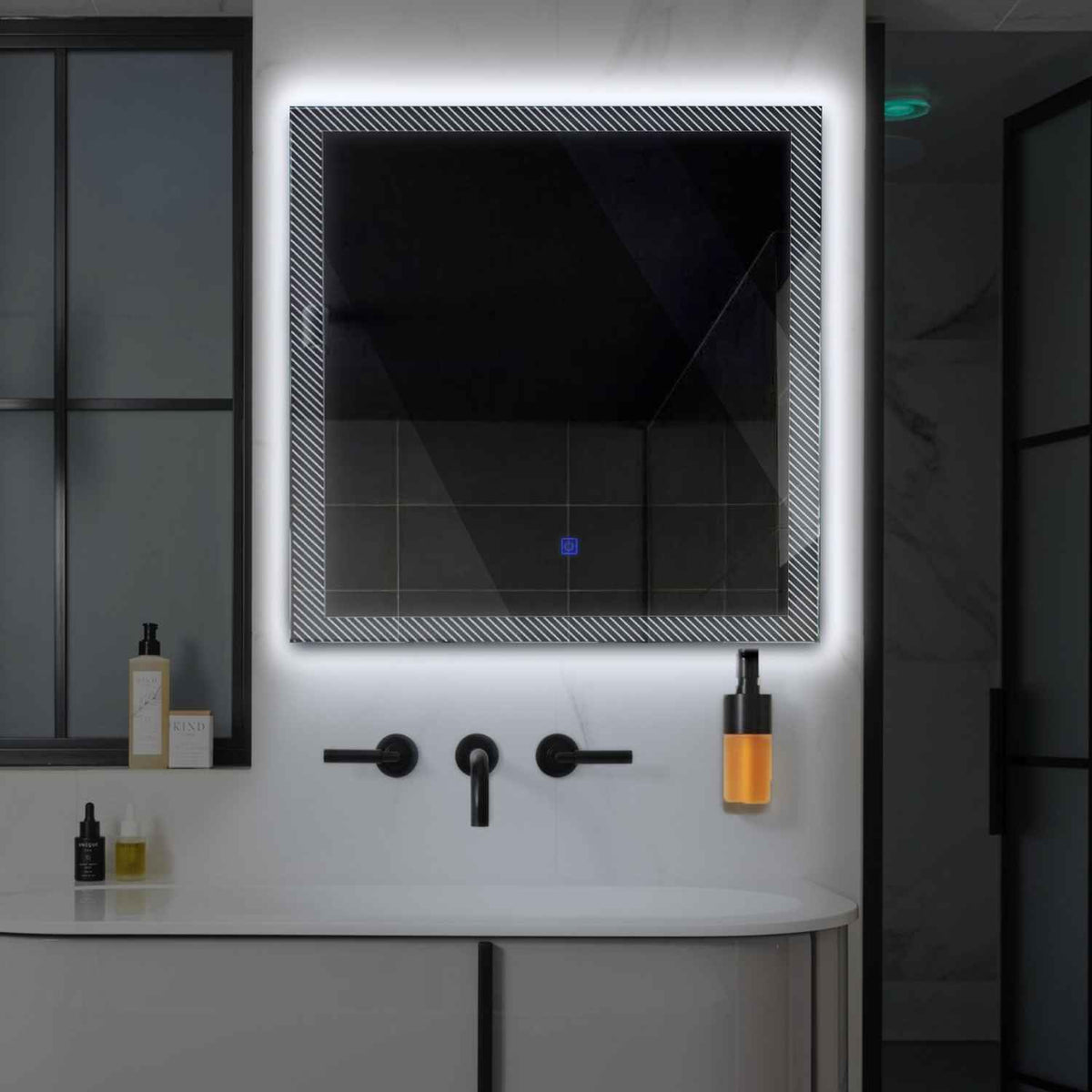 LED Spiegel Vierkant | met Touch-Knop | Koud wit licht - Reyze Serie Simetria Model 7