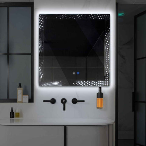 LED Spiegel Vierkant | met Touch-Knoppen | en Anti-Condens Functie | Koud wit licht - Reyze Serie Simetria Model 8