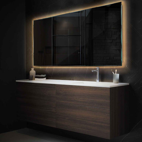 LED Spiegel Rechthoekig | Zonder Touchknoppen | Warm Wit Licht - Reyze Serie Ambient Model 1