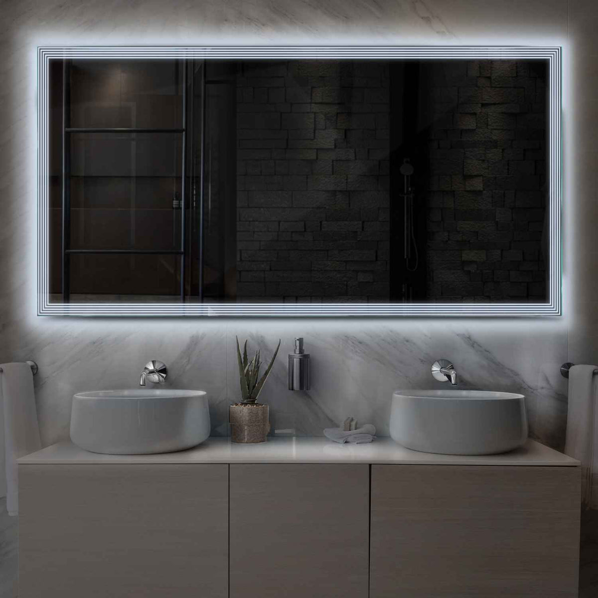 LED Spiegel Rechthoekig | Zonder Touchknoppen | Koud wit licht - Reyze Serie Edge Model 1
