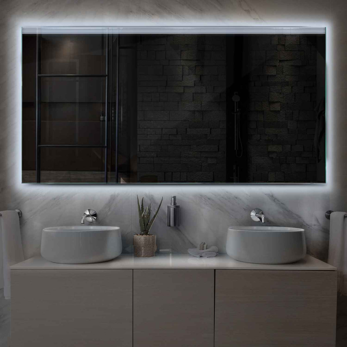 LED Spiegel Rechthoekig | Zonder Touchknoppen | Koud wit licht - Reyze Serie Edge Model 5