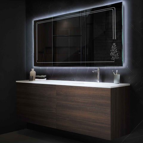LED Spiegel Rechthoekig | Zonder Touchknoppen | Koud wit licht - Reyze Serie Good Vibes Model 3