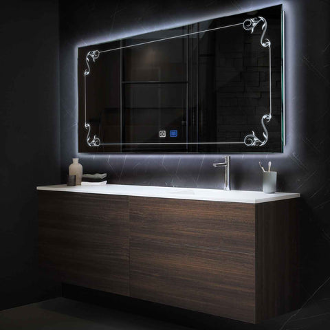 LED Spiegel Rechthoekig | met Touch-Knoppen | en Anti-Condens Functie | Koud wit licht - Reyze Serie Good Vibes Model 5