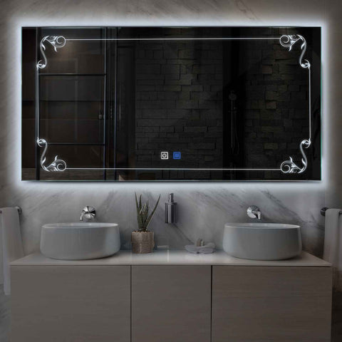 LED Spiegel Rechthoekig | met Touch-Knoppen | en Anti-Condens Functie | Koud wit licht - Reyze Serie Good Vibes Model 5