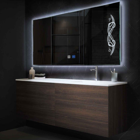 LED Spiegel Rechthoekig | met Touch-Knoppen | en Anti-Condens Functie | Koud wit licht - Reyze Serie Good Vibes Model 6