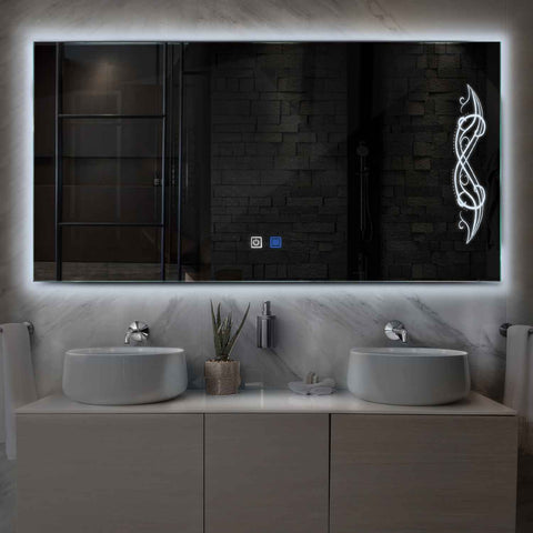 LED Spiegel Rechthoekig | met Touch-Knoppen | en Anti-Condens Functie | Koud wit licht - Reyze Serie Good Vibes Model 6