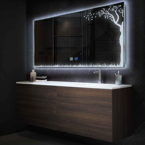 LED Spiegel Rechthoekig | met Touch-Knoppen | en Anti-Condens Functie | Koud wit licht - Reyze Serie Good Vibes Model 8