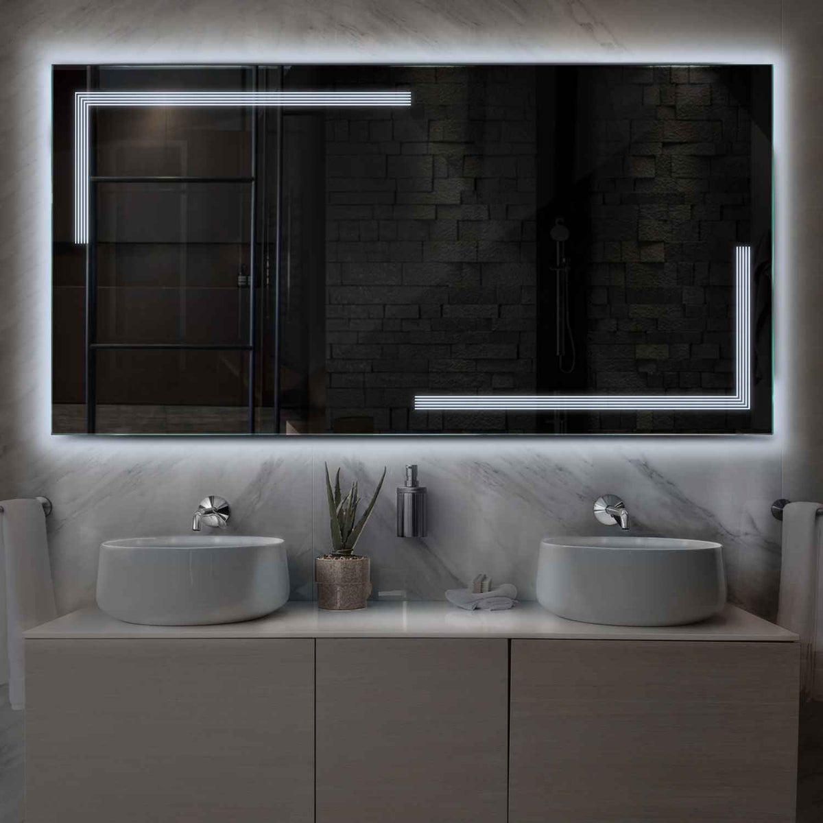 LED Spiegel Rechthoekig | Zonder Touchknoppen | Koud wit licht - Reyze Serie Minimal Model 2