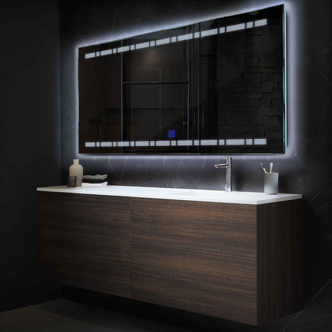 LED Spiegel Rechthoekig | met Touch-Knop | Koud wit licht - Reyze Serie Minimal Model 3