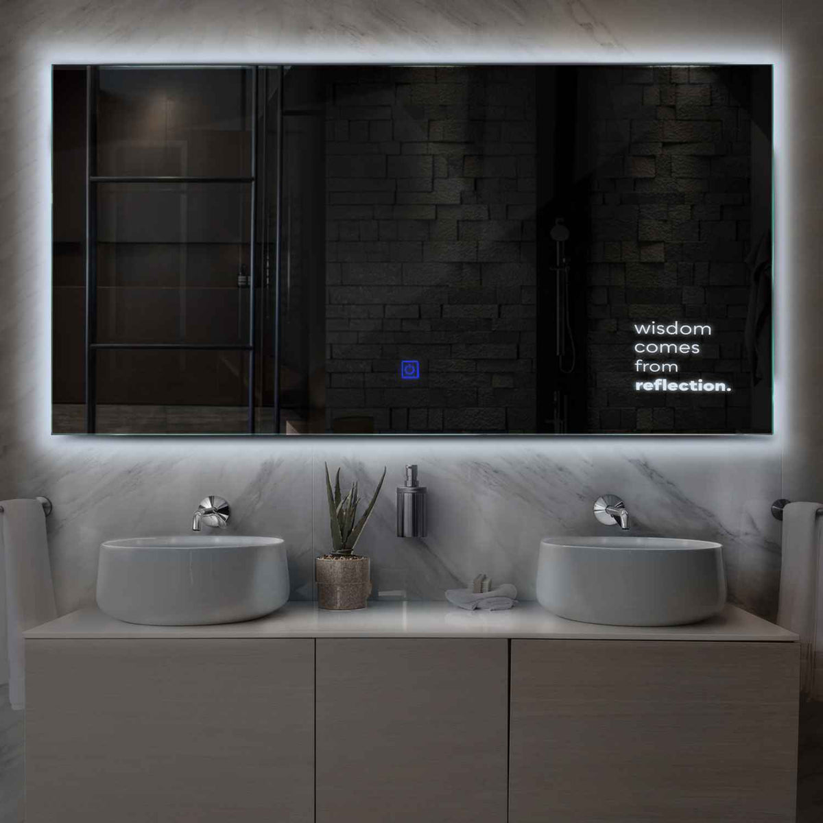 LED Spiegel Rechthoekig | met Touch-Knop | Koud wit licht - Reyze Serie Motivated Model 1