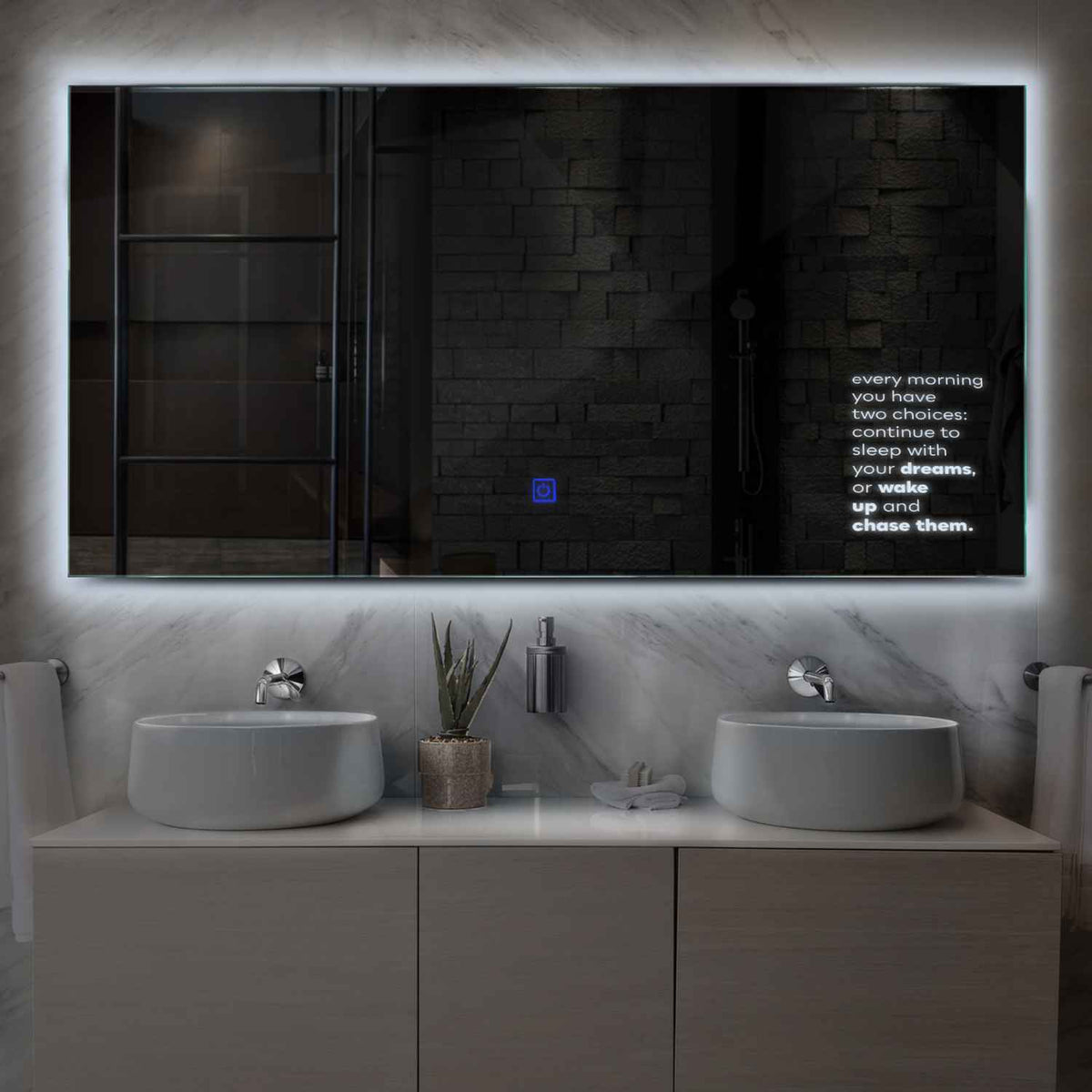 LED Spiegel Rechthoekig | met Touch-Knop | Koud wit licht - Reyze Serie Motivated Model 2