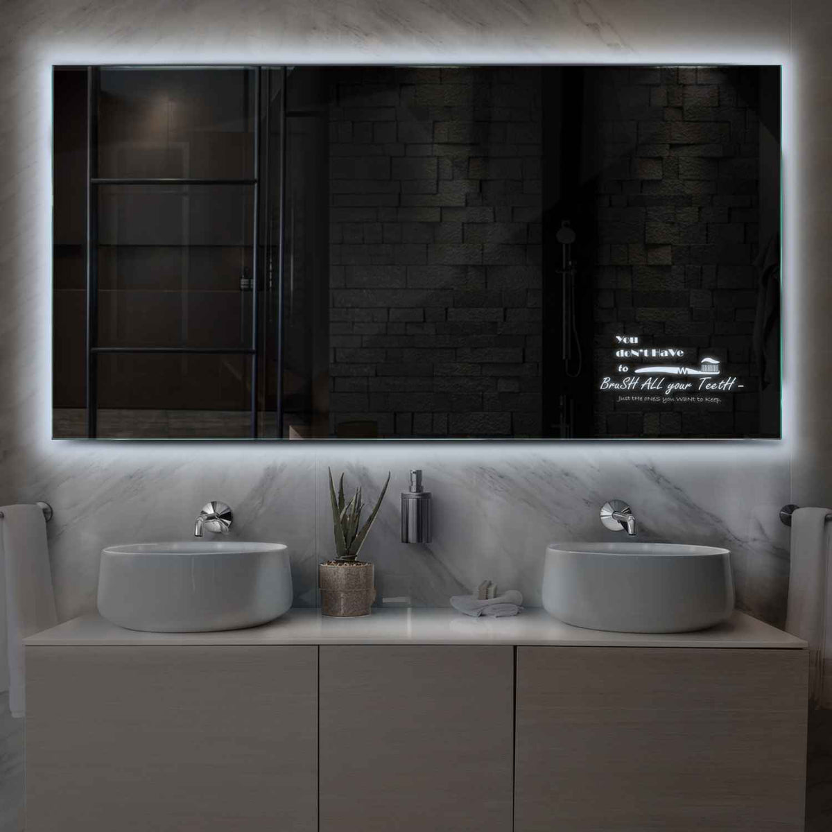 LED Spiegel Rechthoekig | Zonder Touchknoppen | Koud wit licht - Reyze Serie Motivated Model 3