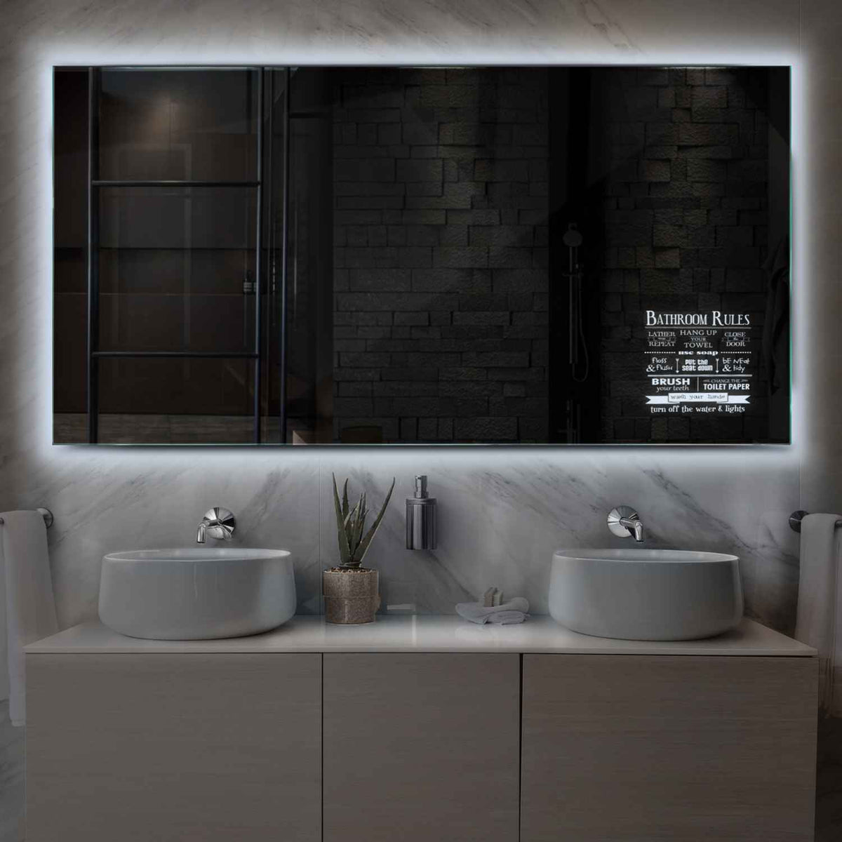 LED Spiegel Rechthoekig | Zonder Touchknoppen | Koud wit licht - Reyze Serie Motivated Model 5