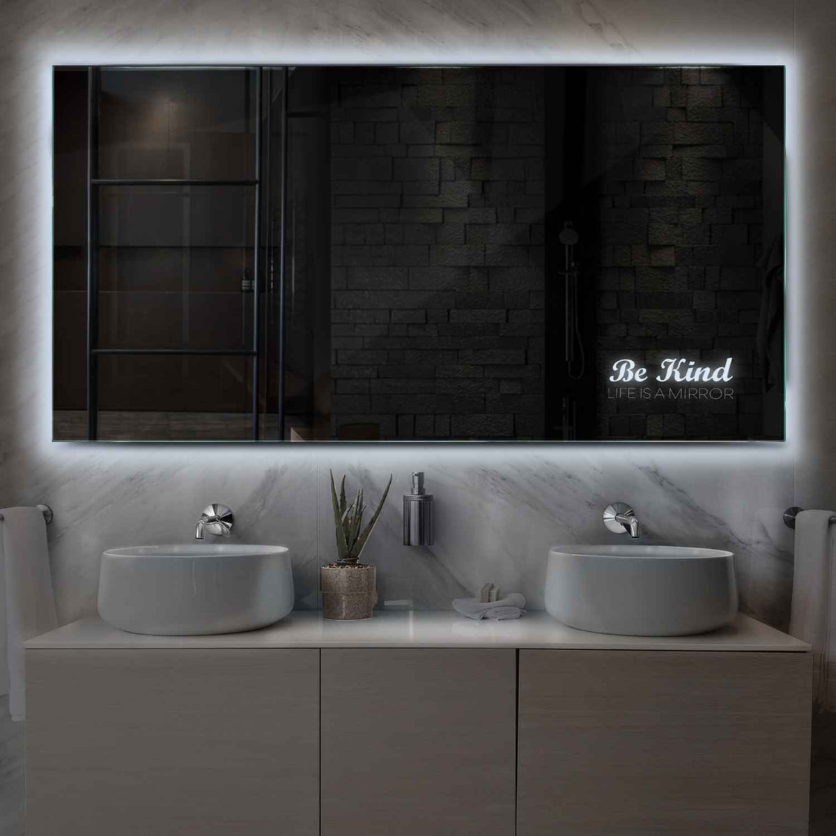 LED Spiegel Rechthoekig | Zonder Touchknoppen | Koud wit licht - Reyze Serie Motivated Model 6