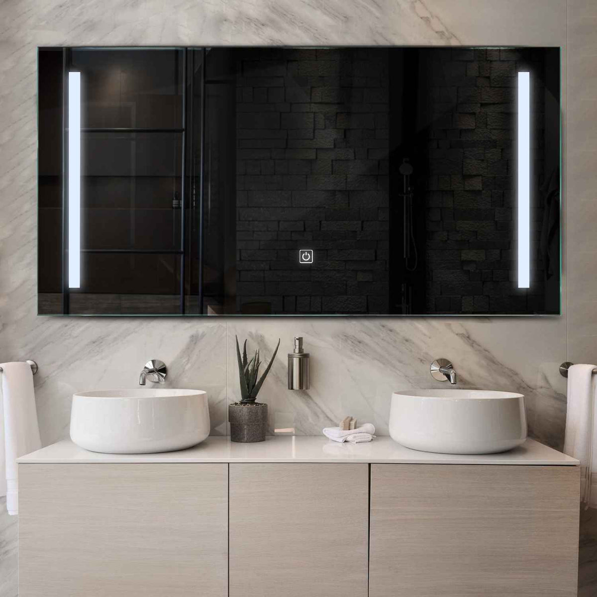 LED Spiegel Rechthoekig | met Touch-Knop | Koud wit licht - Reyze Serie Salono Model 5