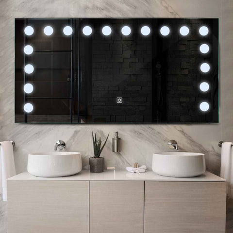 LED Spiegel Rechthoekig | met Touch-Knop | Koud wit licht - Reyze Serie Salono Model 6