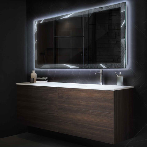 LED Spiegel Rechthoekig | Zonder Touchknoppen | Koud wit licht - Reyze Serie Simetria Model 2