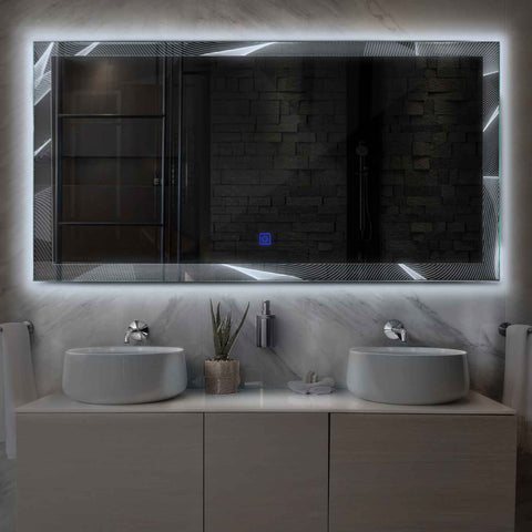 LED Spiegel Rechthoekig | met Touch-Knop | Koud wit licht - Reyze Serie Simetria Model 2