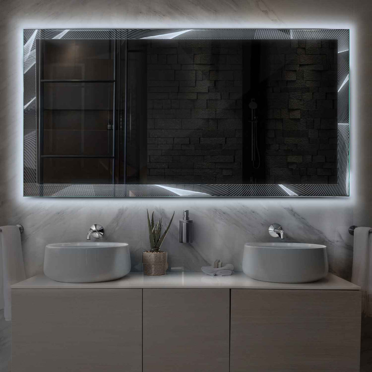 LED Spiegel Rechthoekig | Zonder Touchknoppen | Koud wit licht - Reyze Serie Simetria Model 2