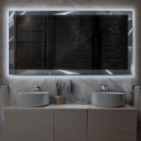 LED Spiegel Rechthoekig | Zonder Touchknoppen | Koud wit licht - Reyze Serie Simetria Model 2