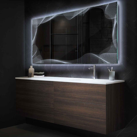LED Spiegel Rechthoekig | Zonder Touchknoppen | Koud wit licht - Reyze Serie Simetria Model 3