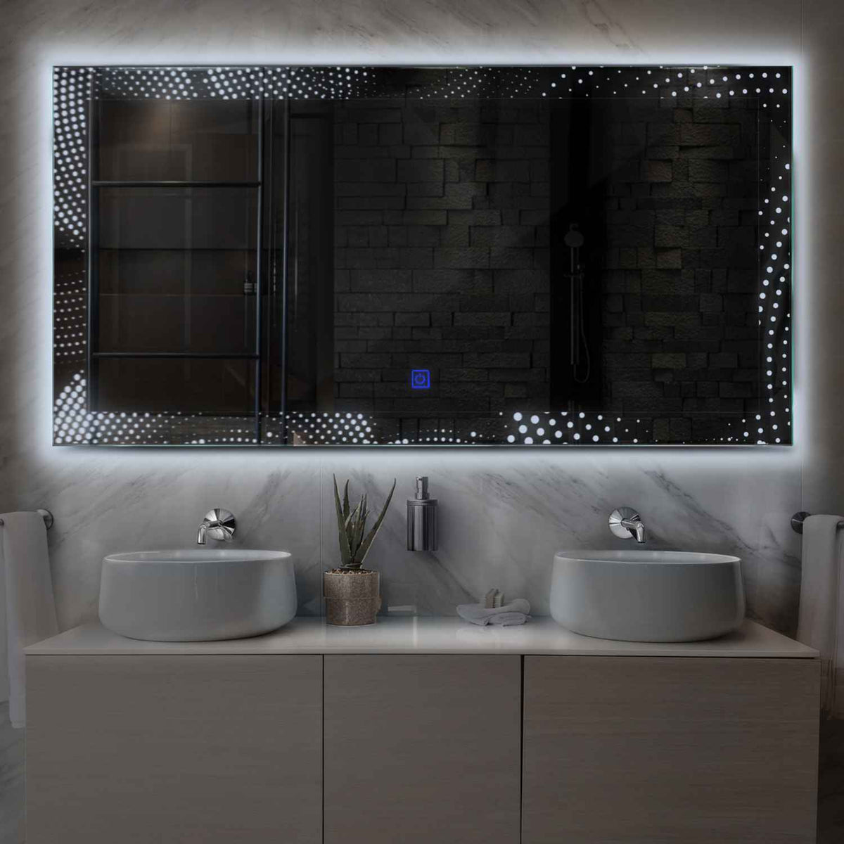 LED Spiegel Rechthoekig | met Touch-Knop | Koud wit licht - Reyze Serie Simetria Model 8