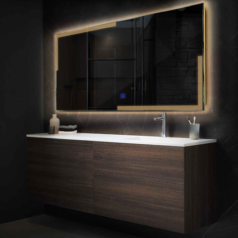 LED Spiegel Rechthoekig | met Touch-Knop | Warm Wit Licht - Reyze Serie Edge Model 2