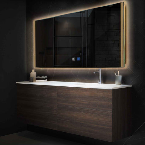 LED Spiegel Rechthoekig | met Touch-Knoppen | en Anti-Condens Functie | Warm Wit Licht - Reyze Serie Edge Model 7