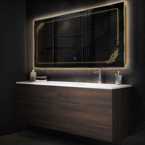 LED Spiegel Rechthoekig | met Touch-Knop | Warm Wit Licht - Reyze Serie Good Vibes Model 1