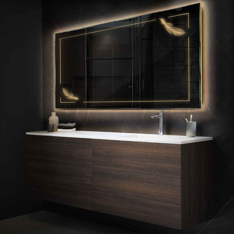 LED Spiegel Rechthoekig | Zonder Touchknoppen | Warm Wit Licht - Reyze Serie Good Vibes Model 2