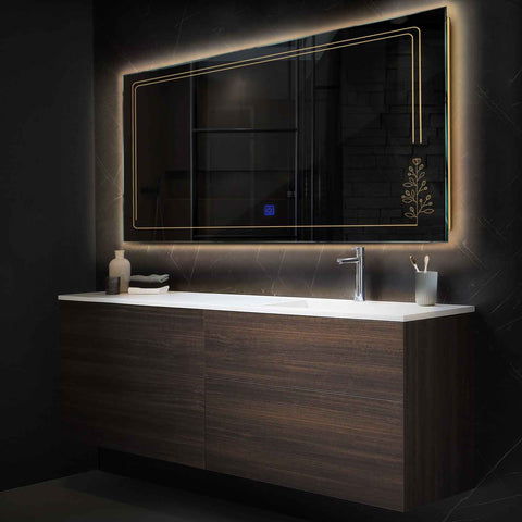 LED Spiegel Rechthoekig | met Touch-Knop | Warm Wit Licht - Reyze Serie Good Vibes Model 3