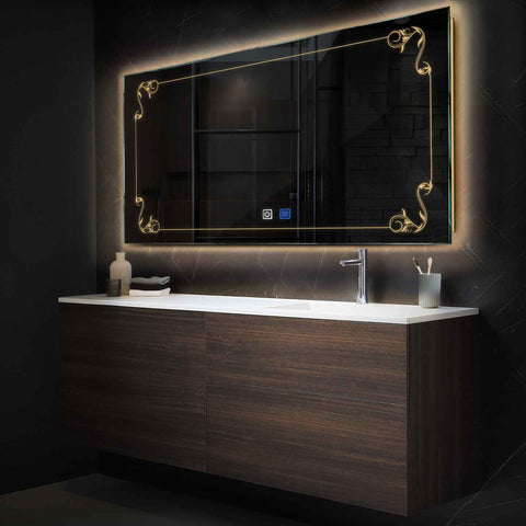 LED Spiegel Rechthoekig | met Touch-Knoppen | en Anti-Condens Functie | Warm Wit Licht - Reyze Serie Good Vibes Model 5