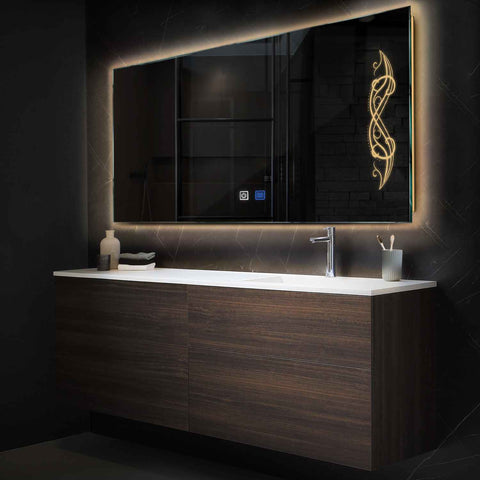 LED Spiegel Rechthoekig | met Touch-Knoppen | en Anti-Condens Functie | Warm Wit Licht - Reyze Serie Good Vibes Model 6