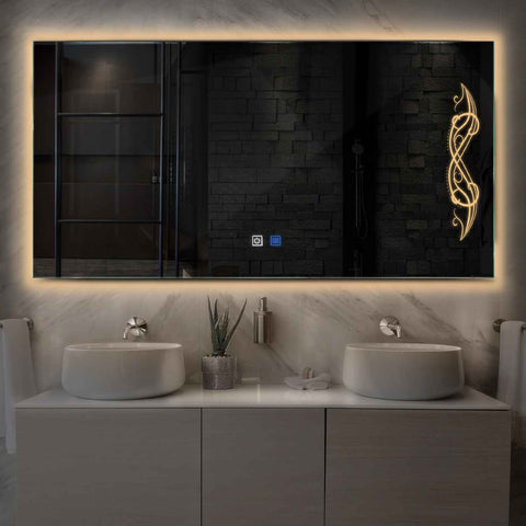 LED Spiegel Rechthoekig | met Touch-Knoppen | en Anti-Condens Functie | Warm Wit Licht - Reyze Serie Good Vibes Model 6