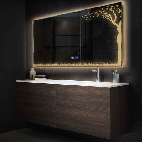 LED Spiegel Rechthoekig | met Touch-Knoppen | en Anti-Condens Functie | Warm Wit Licht - Reyze Serie Good Vibes Model 8