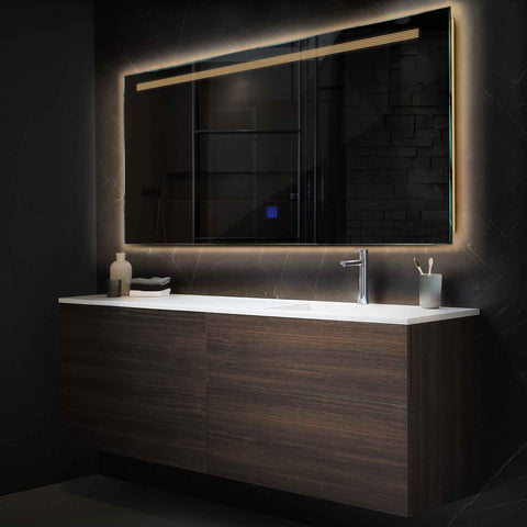 LED Spiegel Rechthoekig | met Touch-Knop | Warm Wit Licht - Reyze Serie Minimal Model 5