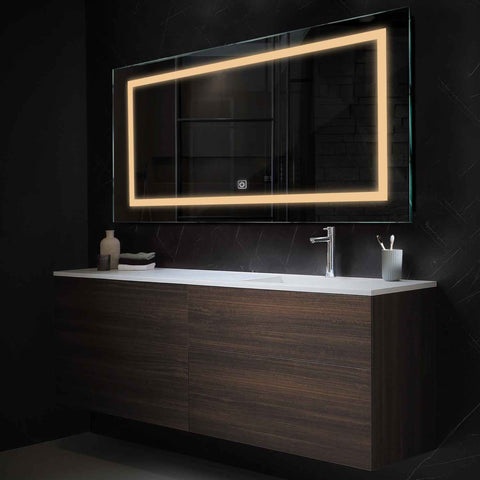 LED Spiegel Rechthoekig | met Touch-Knop | Warm Wit Licht - Reyze Serie Salono Model 1