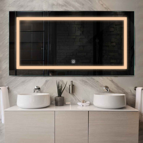 LED Spiegel Rechthoekig | met Touch-Knop | Warm Wit Licht - Reyze Serie Salono Model 1