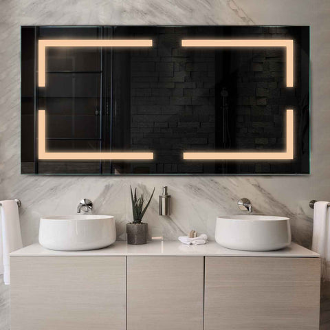 LED Spiegel Rechthoekig | Zonder Touchknoppen | Warm Wit Licht - Reyze Serie Salono Model 2