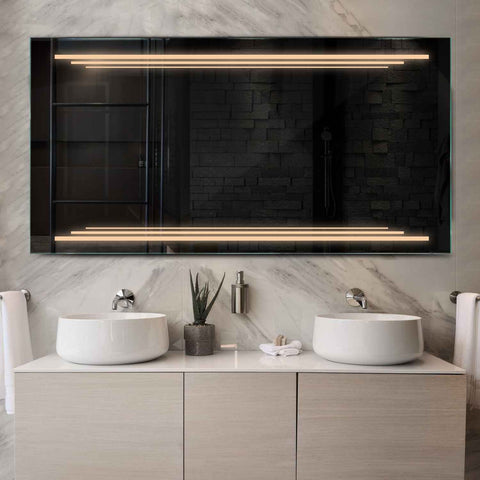 LED Spiegel Rechthoekig | Zonder Touchknoppen | Warm Wit Licht - Reyze Serie Salono Model 7