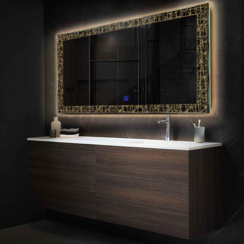 LED Spiegel Rechthoekig | met Touch-Knop | Warm Wit Licht - Reyze Serie Simetria Model 1