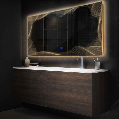 LED Spiegel Rechthoekig | met Touch-Knop | Warm Wit Licht - Reyze Serie Simetria Model 3