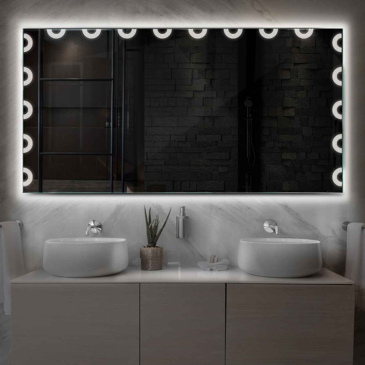 LED Spiegel Rechthoekig | Zonder Touchknoppen | Neutraal wit licht - Reyze Serie Edge Model 4