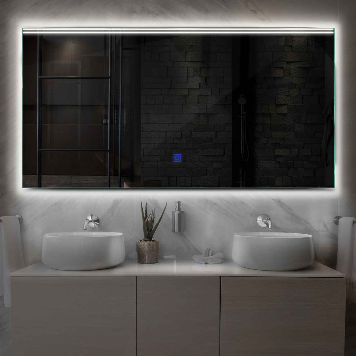LED Spiegel Rechthoekig | met Touch-Knop | Neutraal wit licht - Reyze Serie Edge Model 5