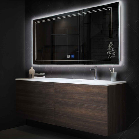 LED Spiegel Rechthoekig | met Touch-Knoppen | en Anti-Condens Functie | Neutraal wit licht - Reyze Serie Good Vibes Model 3