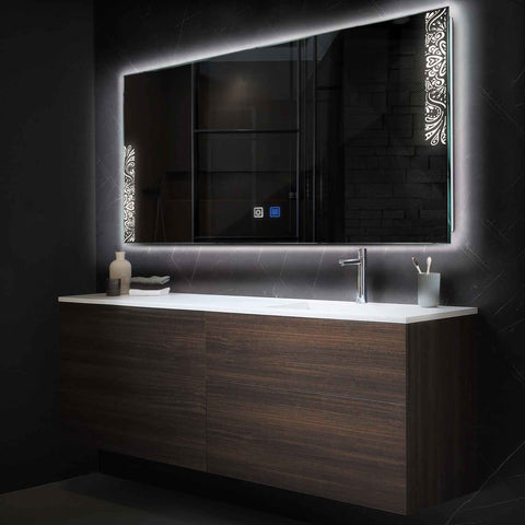 LED Spiegel Rechthoekig | met Touch-Knoppen | en Anti-Condens Functie | Neutraal wit licht - Reyze Serie Good Vibes Model 4