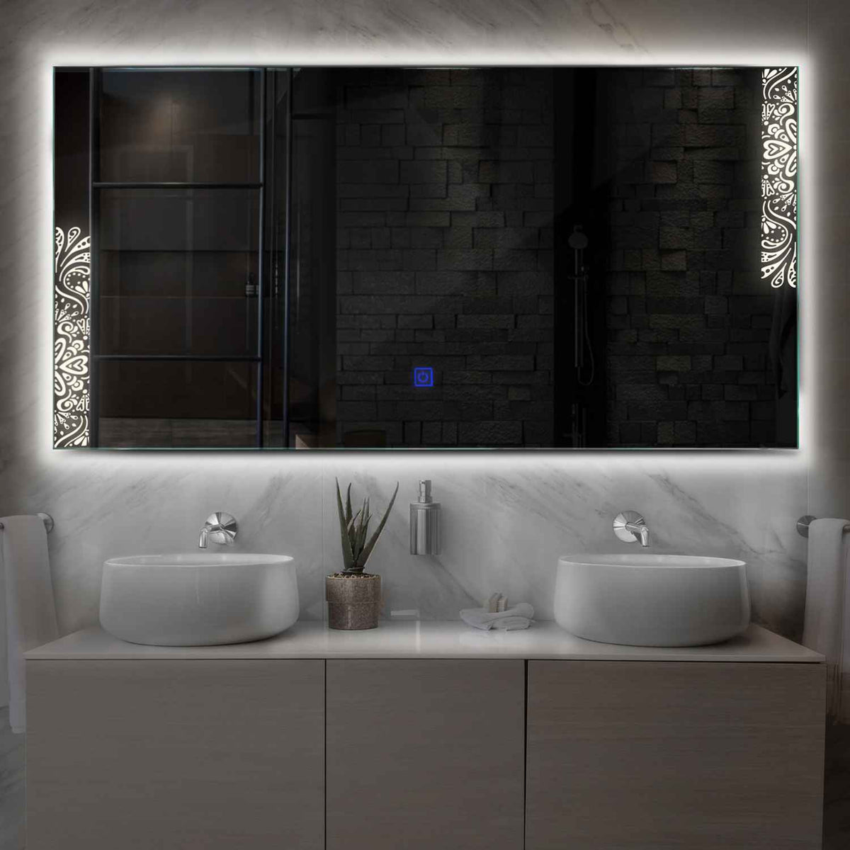 LED Spiegel Rechthoekig | met Touch-Knop | Neutraal wit licht - Reyze Serie Good Vibes Model 4